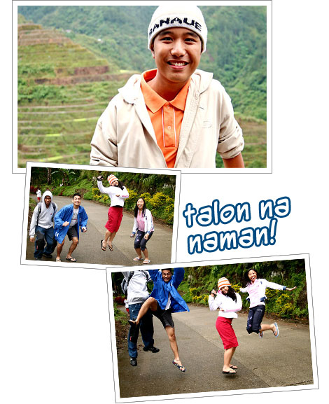 Bikoy and the Banaue Rice Terraces. Jumping photos again